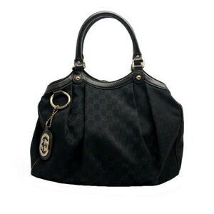 Gucci Sukey Handbag GG Canvas Leather Black